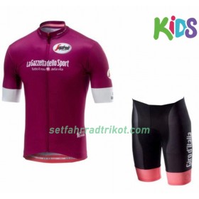 Set Zyklamrotes Fahrradtrikot + Radhose Kurze 2018 Giro d'Italia Kinder